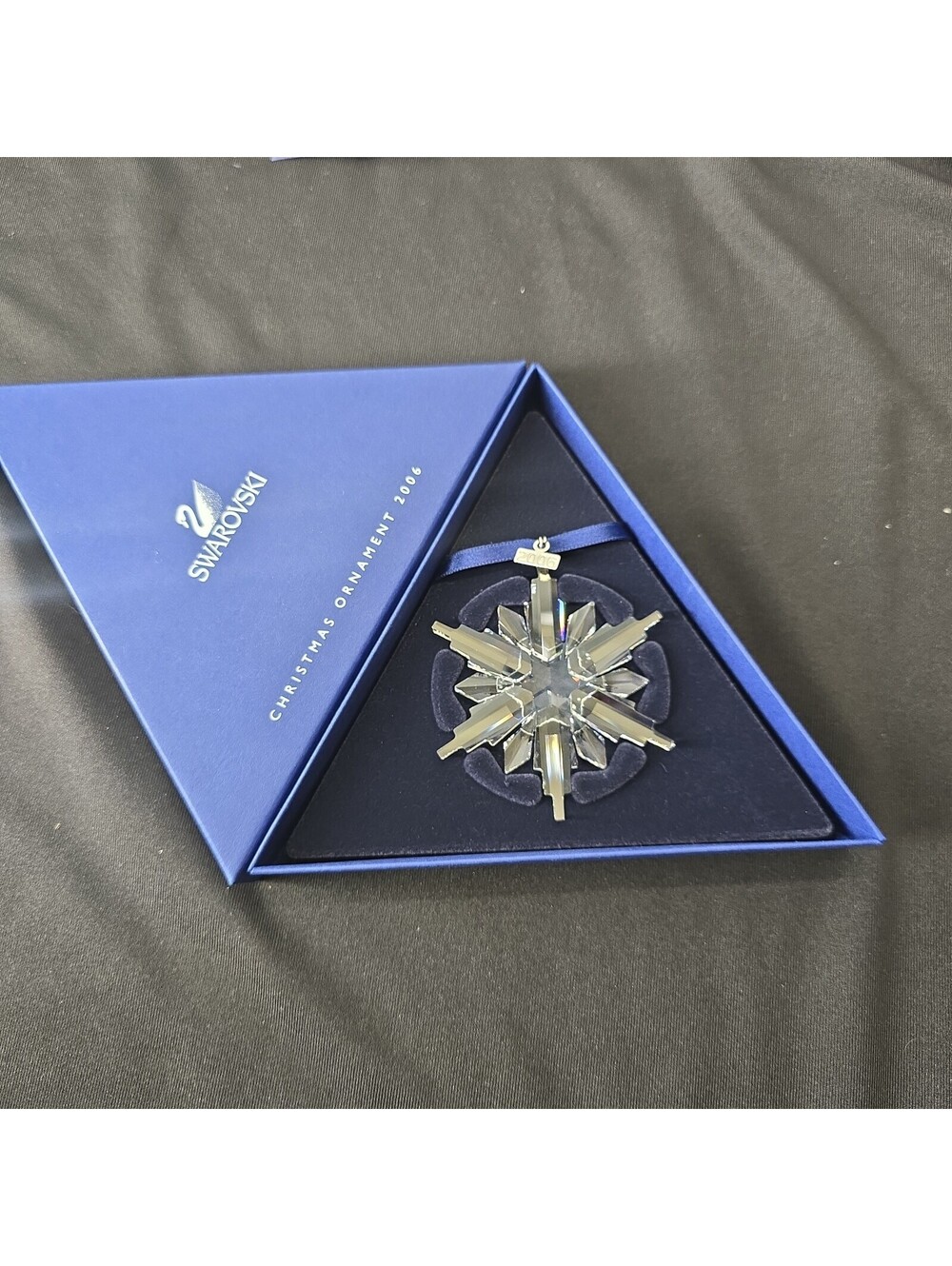 2006 Swarovski Crystal 3" Annual Christmas Ornament Ribbon Original Packaging